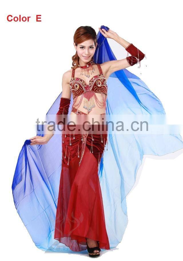 Elegant real silk belly dance veil in gradation colors for ladies wear in practice or performance (SJ003)