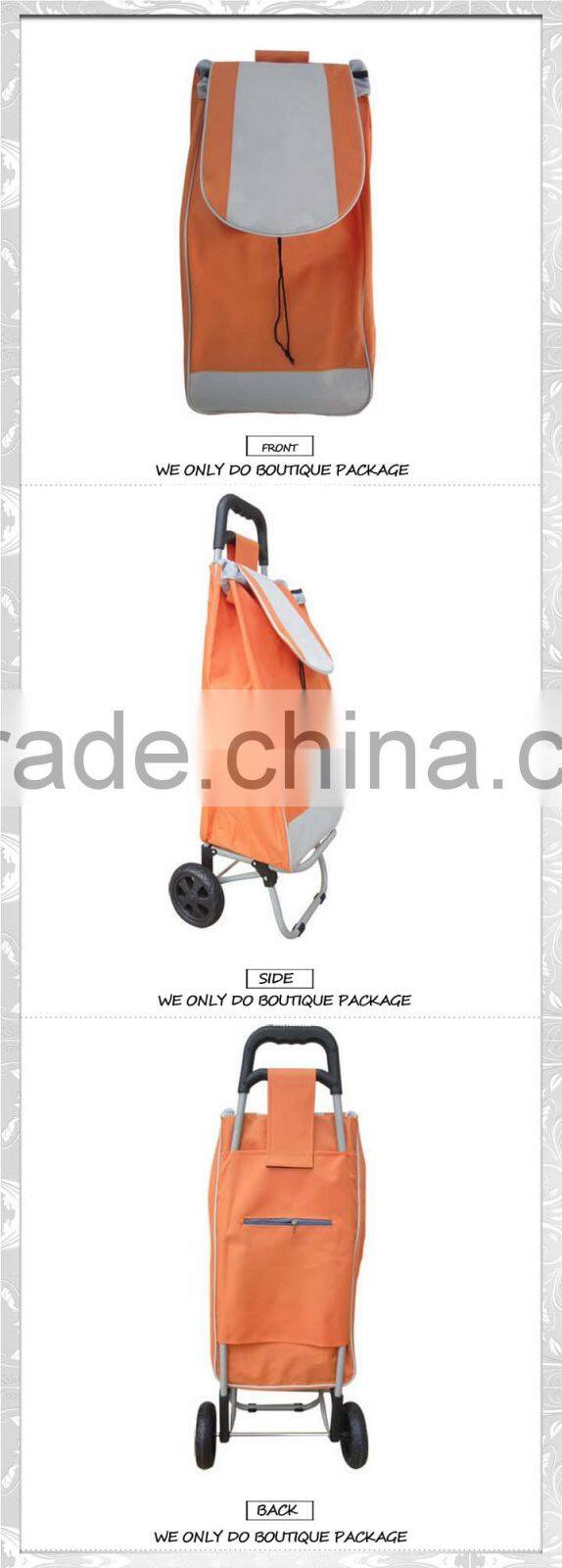 oxford fabic folding shopping bag with wheels logo customize