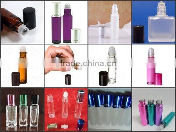 10ml Blue Glass Roller Bottles with Metal Roll On Inserts & Silver Caps