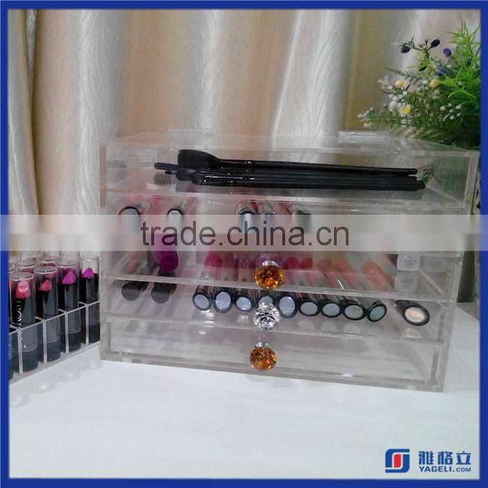 High quality customized acrylic makeup organizer with drawers / wholesale perspex plexiglass makeup display stand