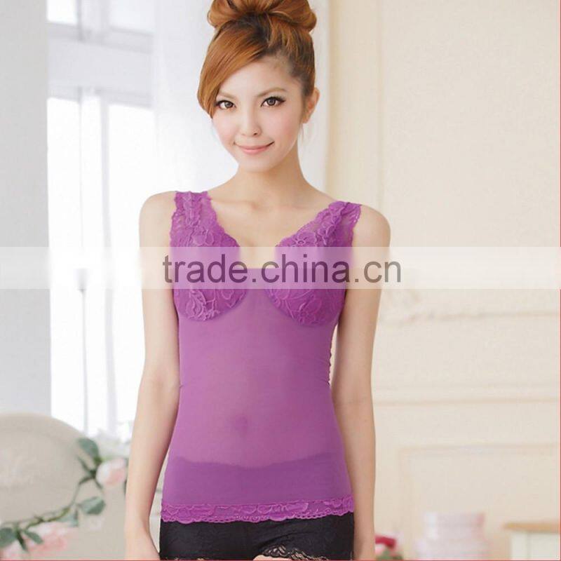 Sexy Lady Women Seethrough Tank Top With Mould Cup