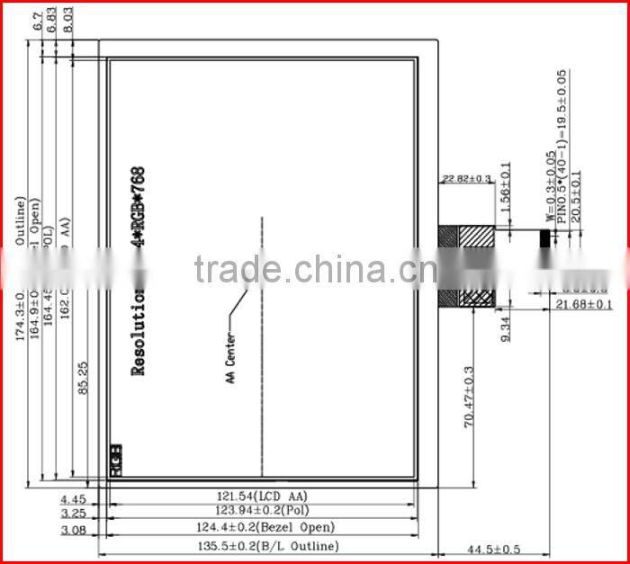 8inch 700nits 1024*768 high brightness lcd capacitive touch panel with LVDS interface