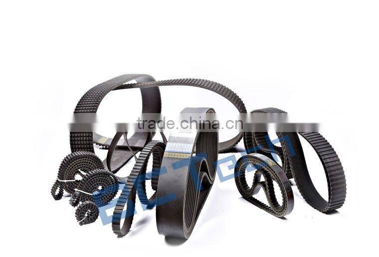 Rubber ribbed belt coated with rubber