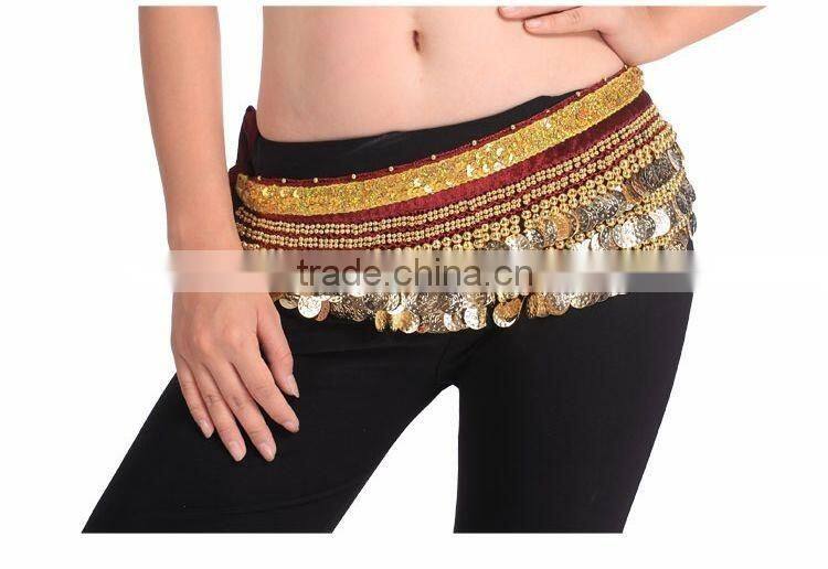 2016 Cheap New Women Belly Dance Coin Belts Belly Dancing Hip Scarf for Sale 10 Colors Available