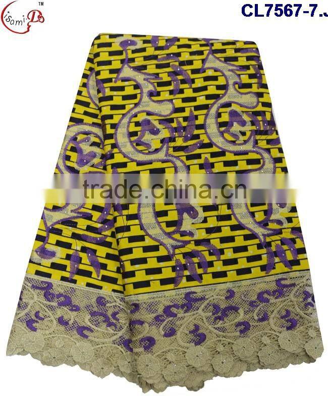 CL7567 fancy lace pattern embroidery lovery fashion design popular series high quality wax stone lace on purchasing promotion