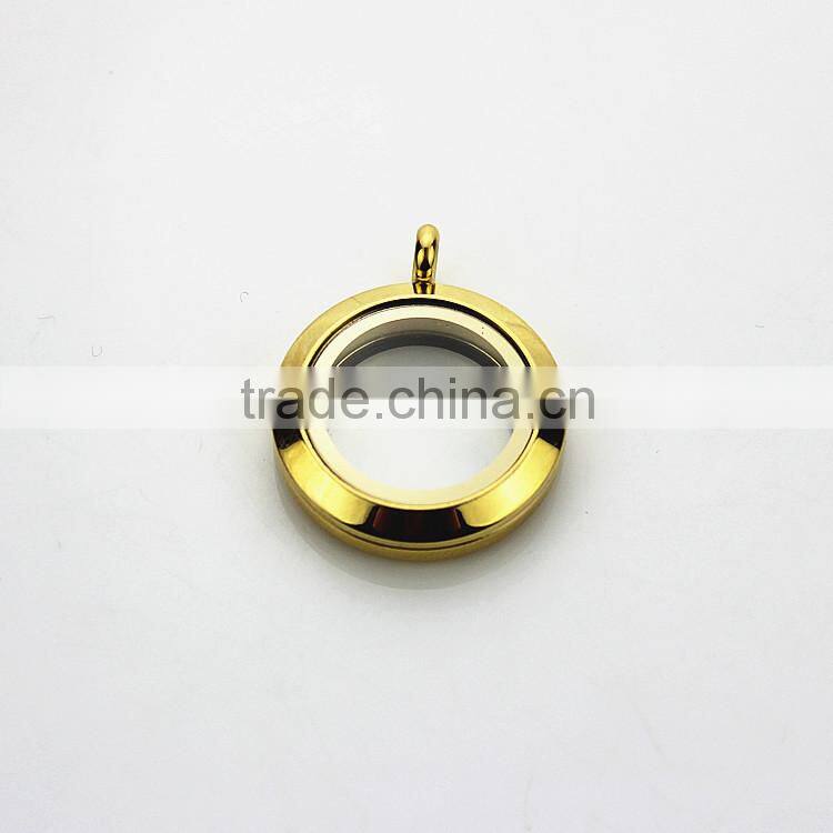 Beautiful 316L Stainless Steel Screw Rainbow Colors Plain 25mm Floating Glass Lockets Pendant