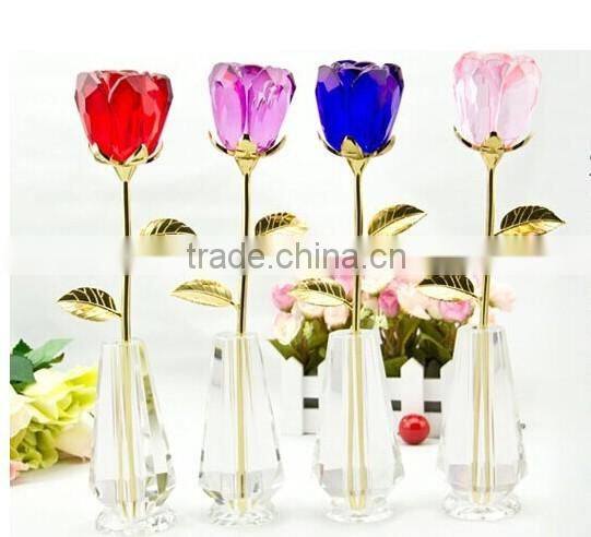 2015 New design clearly color best seller factory directly sale crystal rose flower