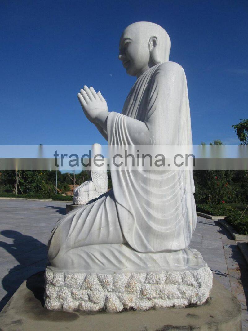 Shakyamuni Buddha Statue White Marble Stone Hand Carving Sculpture for Home Pagoda