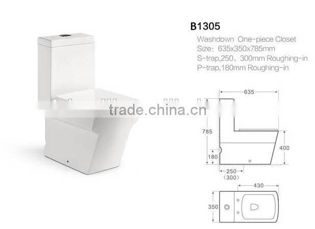 one piece washdown wall back toilet price foshan Sanitary ware toilet commode B1305