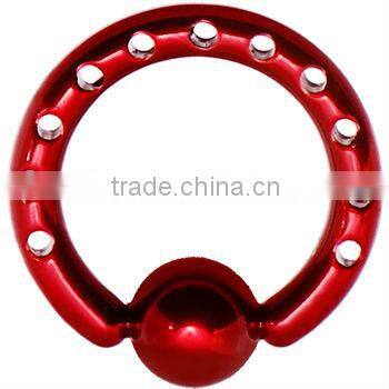 10 Gauge INDUSTRIAL PUNCHED Electric purple TITANIUM BCR Body Jewelry