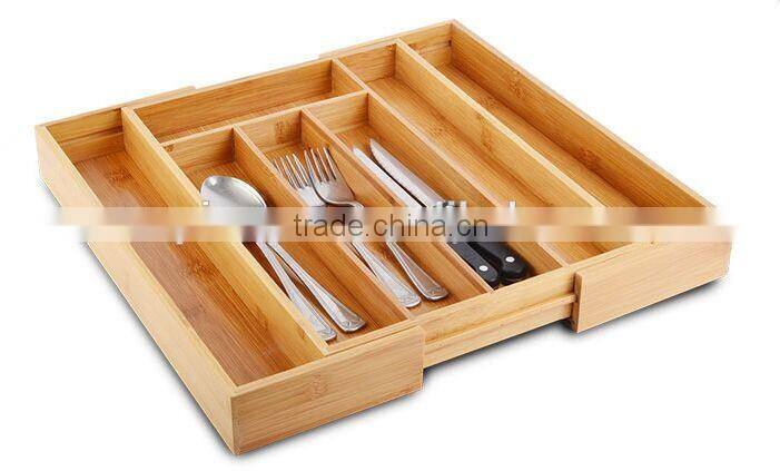 Bamboo Wooden Drawer Organizer Storage Kitchenware Stationery Boxes