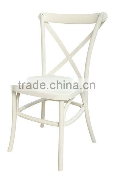 Stackable Factory Direct Resin Cross Back Chair with Metal Core Piping Resin Restaurant Dining Chair