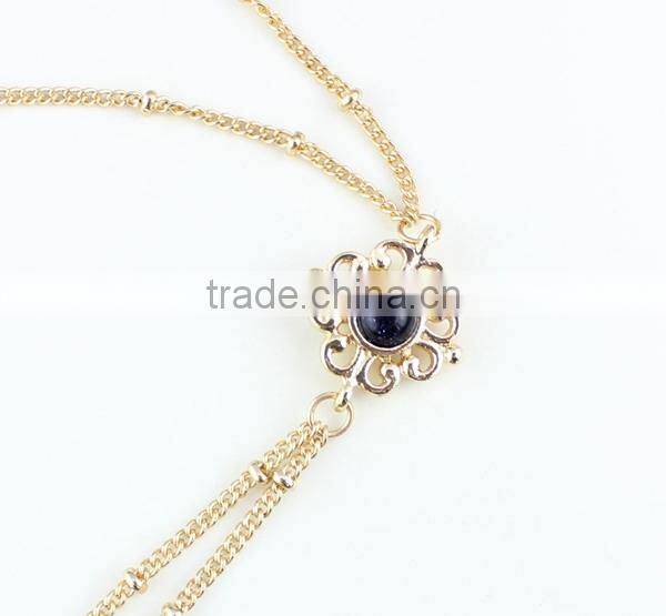 2015 Newest Long Black Tassel Pendant Pearl Inlaid Gems Necklace