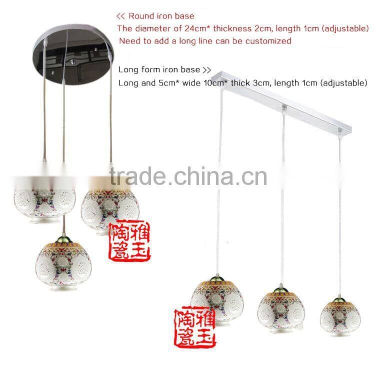 E27 vintage 3 head hanging ceramic lights pendant for bar counter for restaurant lighting