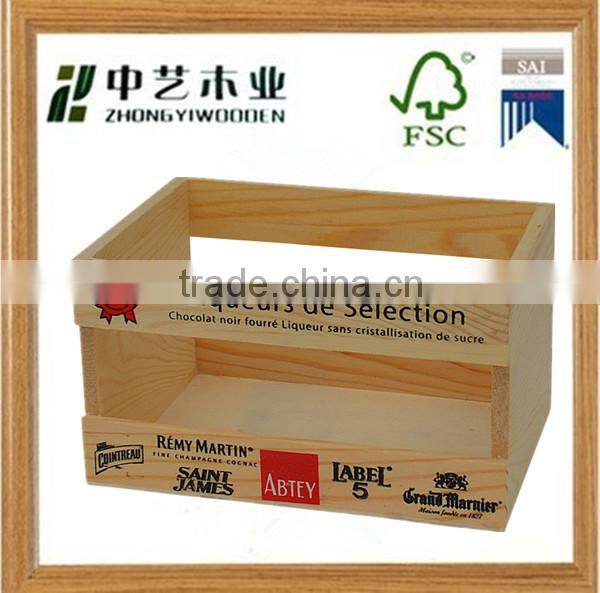 Hot sale customized handmade new design wooden fruit crate used wooden wine crate