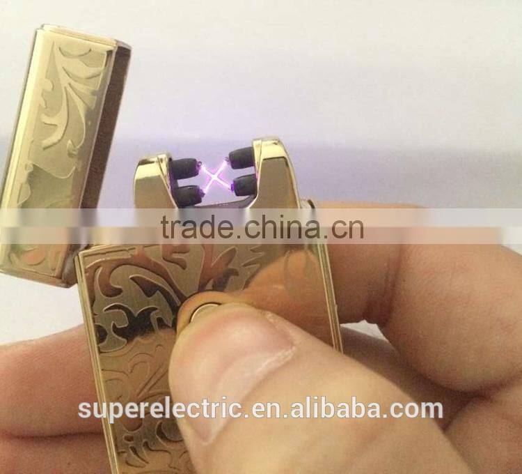 Made in China high quality wholesale usb charged electric double arc cigarette lighter