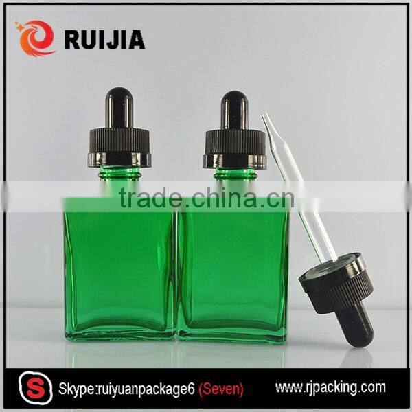 wholesales cosmetic use childproof cap clear colorful frosted rectanglar glass e-liquid bottle 30ml Free samples