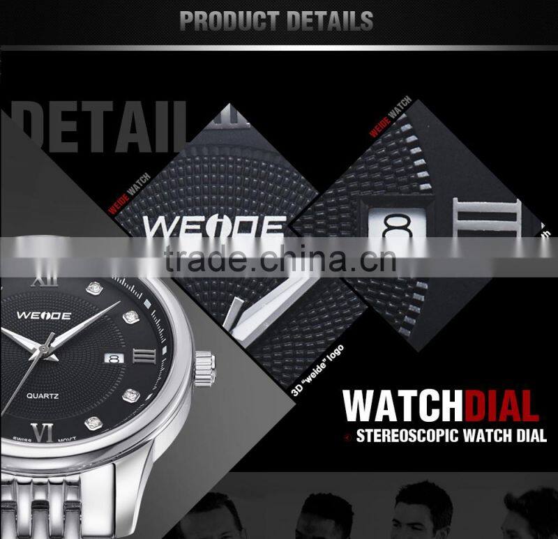 WEIDE full stainless steel wrist watch high quality quartz watches men