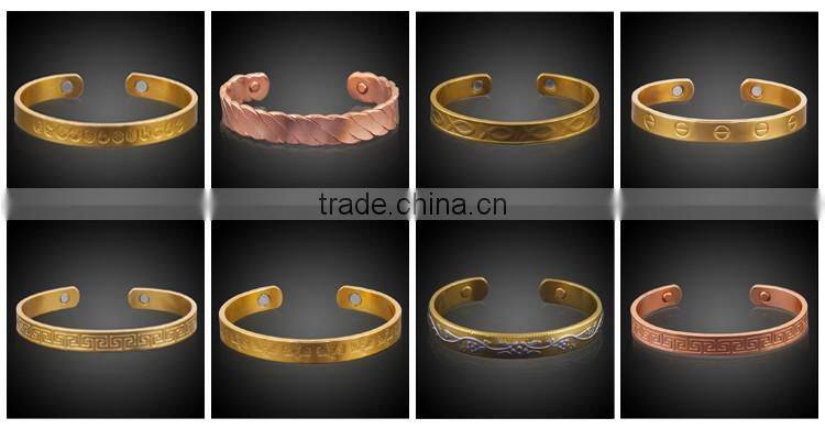 ATHENAA Jewelry High Quality Fashion Energy Magnetic Copper Bracelet Gold Plated Bangle