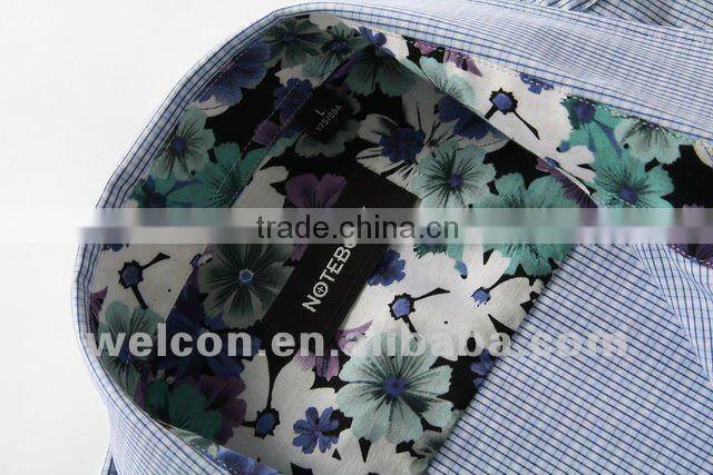 long sleeve 2012 blue plaid slim fit 100% cotton Casual style business dress latest brand design fashion men shirt custom