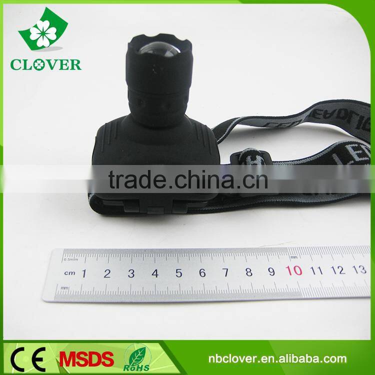 high power zoom headlamp 3*AAA battery 1W led cree headlamp manufacturers