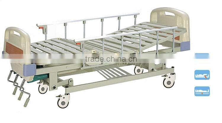 Height Adjustable 3 Manual Hospital Bed With Aluminum Side Rails