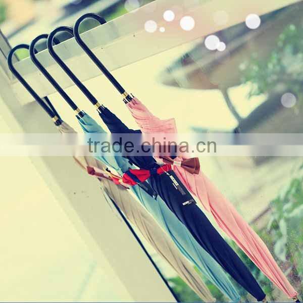 2014 new arrival lady fashion straight umbrella with butterfly