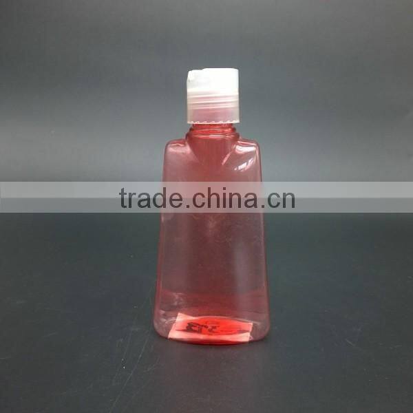 150ml 5oz transparent red flat plastic bottle for cosmetics use with caps