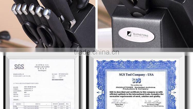 17 pcs soft touch handle kitchen knife set with wooden block