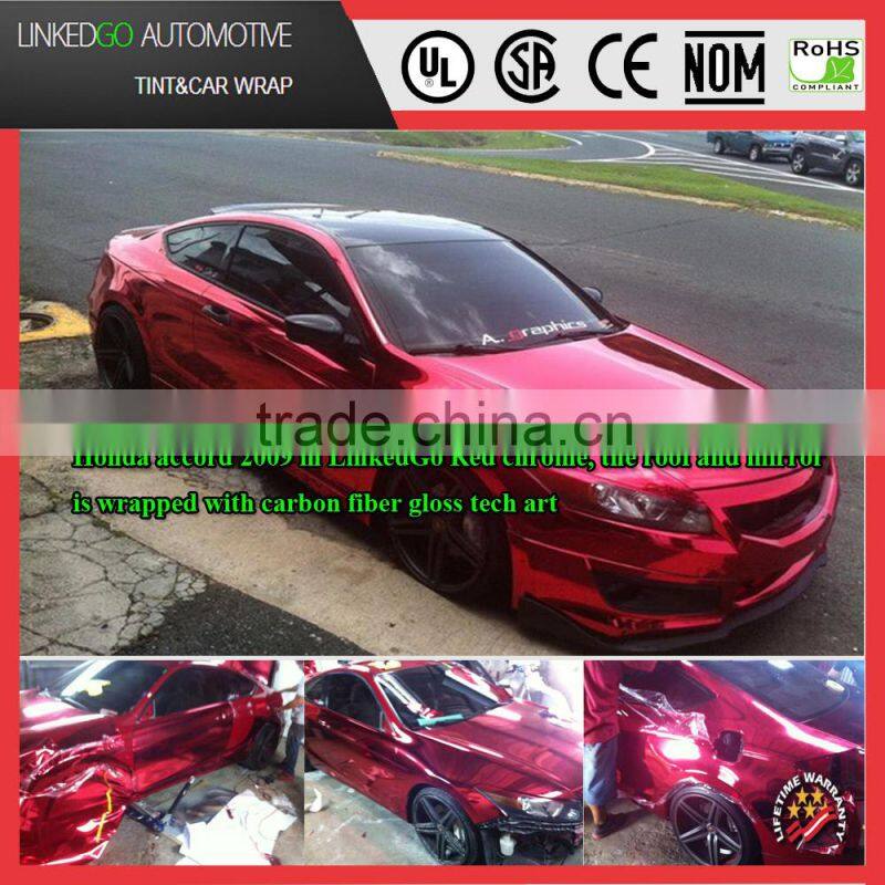 Good Air bubble free wrap 1.52*20M red chrome vinyl car wrap with stretchability vinyl wrap