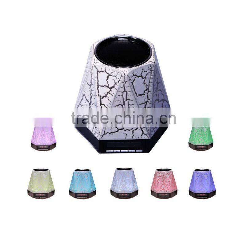 Private mould Wireless Smart Mini Stereo Rechargeable 7 Color Changing Bluetooth Led Speaker Support Alarm Clock/FM/TF card