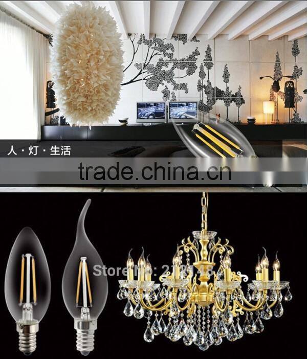 C35 tailed Clear E14 2W COB LED Filament Bulb