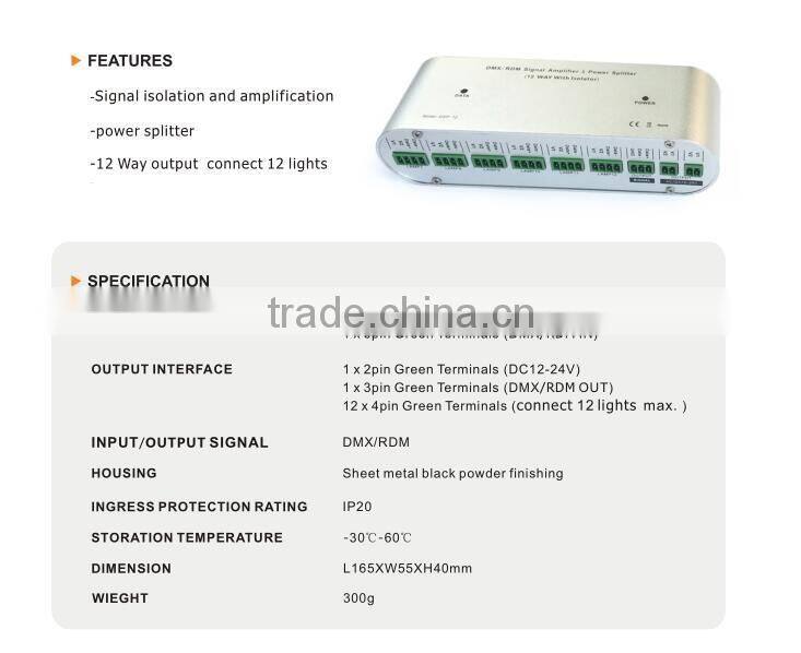 Professional DMX/RDM Signal Amplifier and Power Splitter