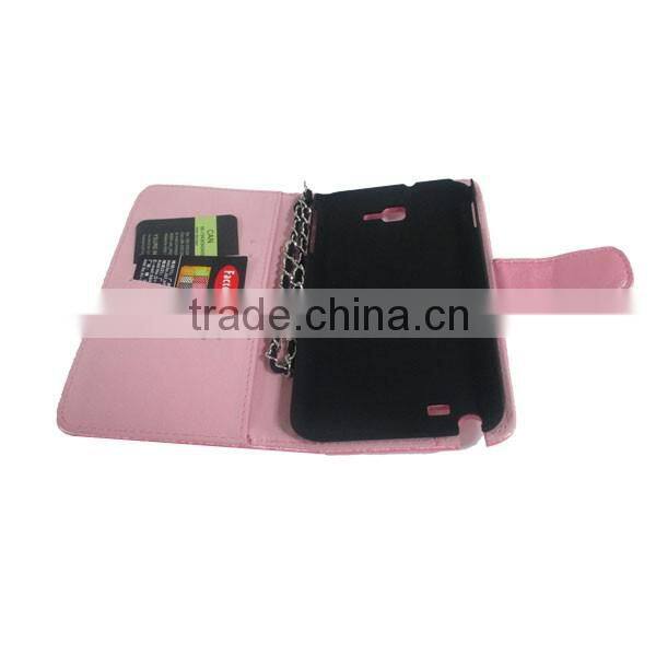 Flip Quilted Case for LG Optimus L9 ii D605 with Chain Wristlet