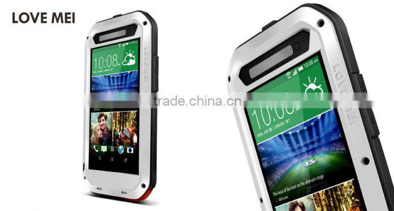LOVE MEI Powerful Metal & Silicone & Gorilla Glass LOVE MEI Hybrid Case for HTC E8