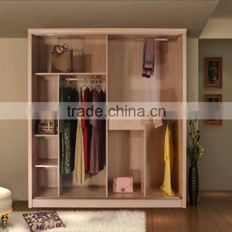 Acid resistant indonesia sandalwood 2 sliding door wardrobe closet bedroom design