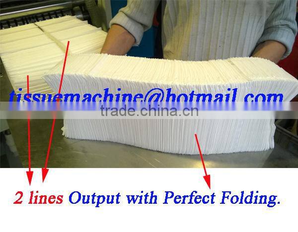 Siemens Mitsubishi PLC controlled 2 Lanes Italy Design Embossing Printing High Speed Automatic 1/8 Napkin Folding Machine