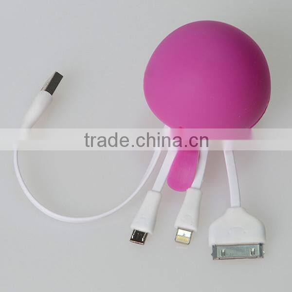 3 in 1 silicon USB Charging Cable