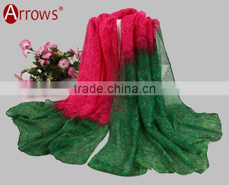 Gradient Color Simple and Fancy Voile Stoles Scarf Shawls for Women Ladies Girls All Year Applicable