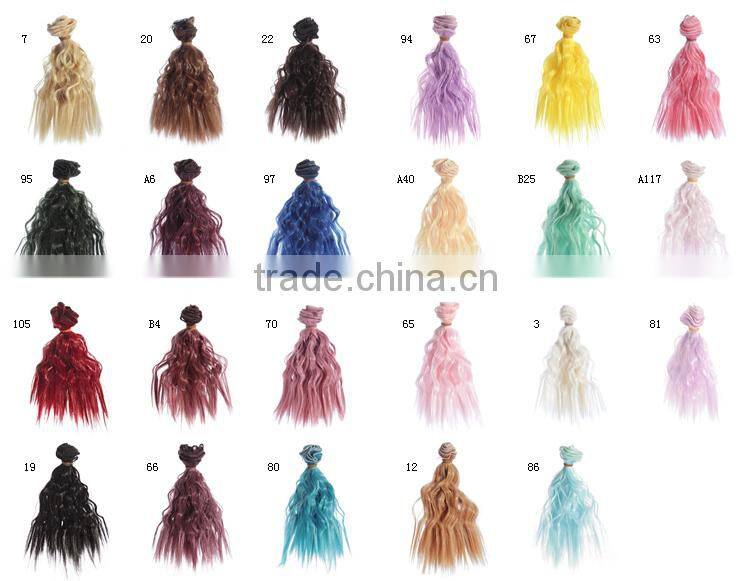 ombre color Kinky curl sythetic hair piece for doll wig
