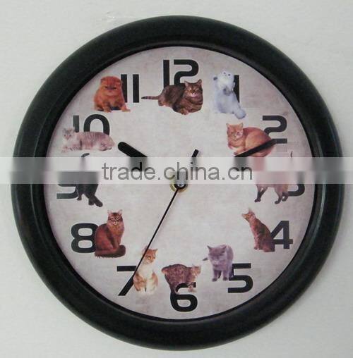 10" Cat Sound Wooden Clock