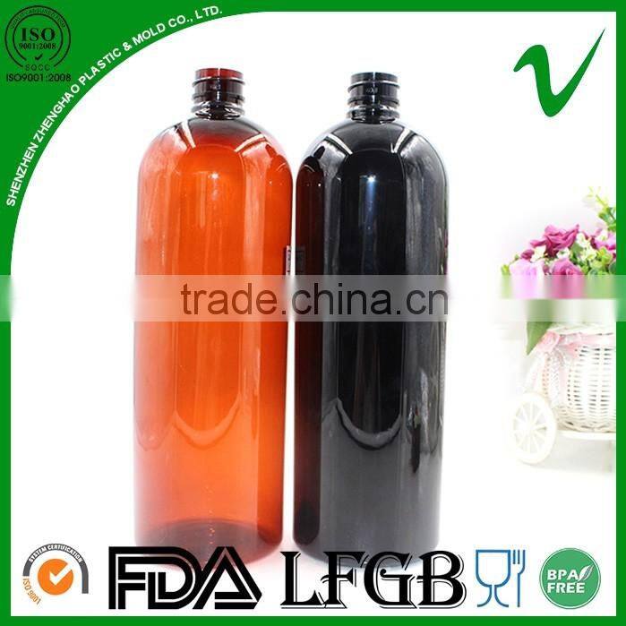1litr PET empty amber color plastic bottles for shampoo with high quality
