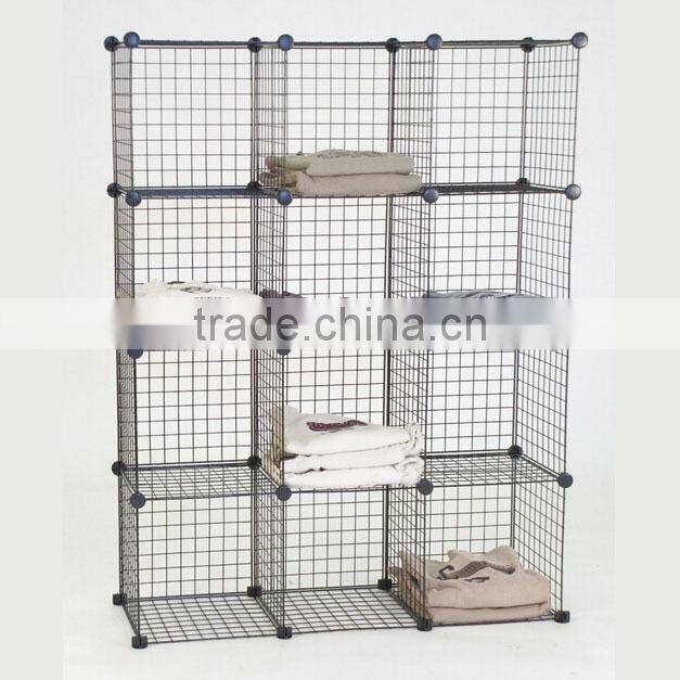WHITE KIDS BEDROOM WHITE WIRE CUBE STORAGE UNIT SHOE CLOTHES STORE RACK (FH-ALW0030)