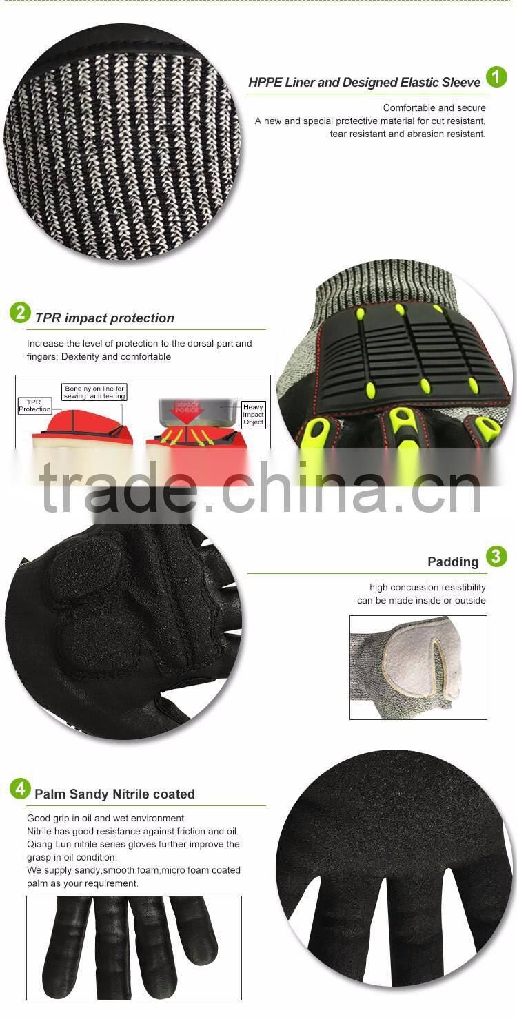 HPPE Puncture resistant safety padded gloves