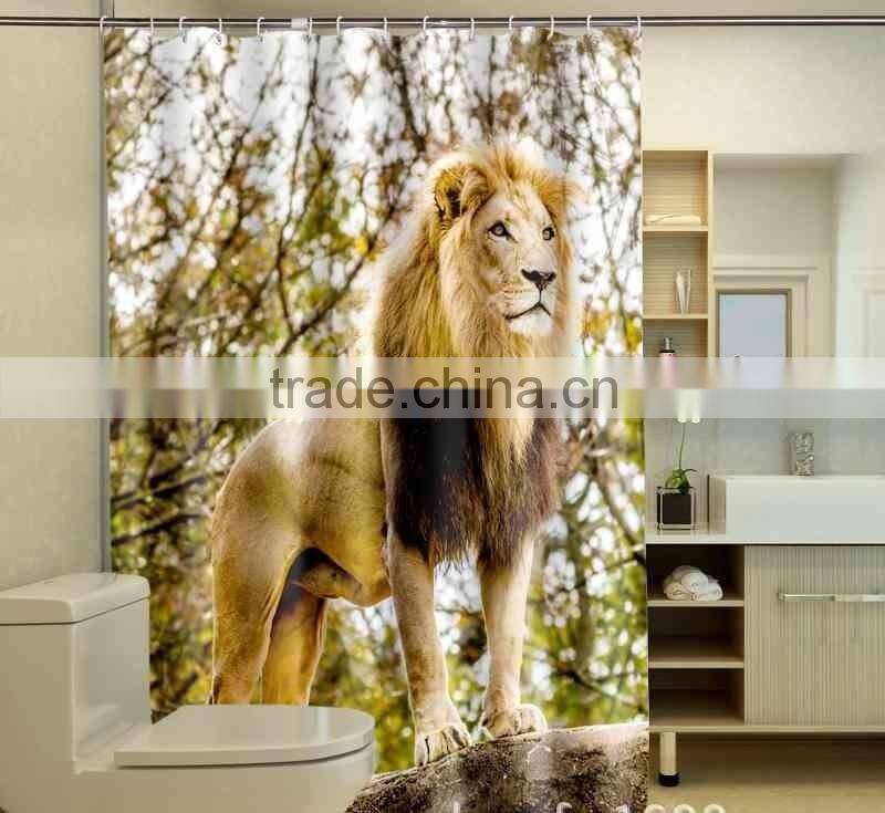 Vivid Photo Printed Lions Shower Curtain
