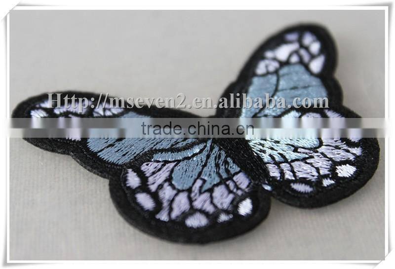 Personalized kids jeans patches Butterfly patch embroidery on wholesale