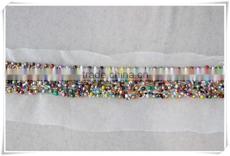 2016 New arrival Handmade mutilcolor pearl beads trimming for casual garments decoration