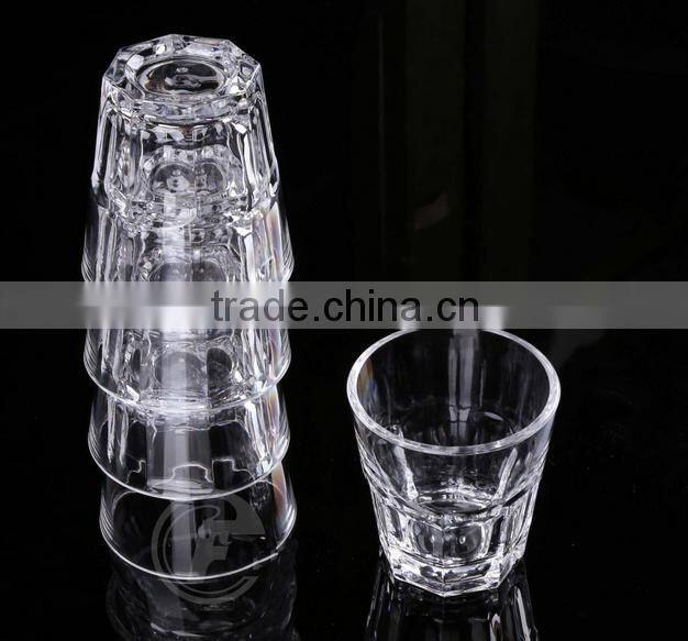 transparent plastic octagonal drinking glass