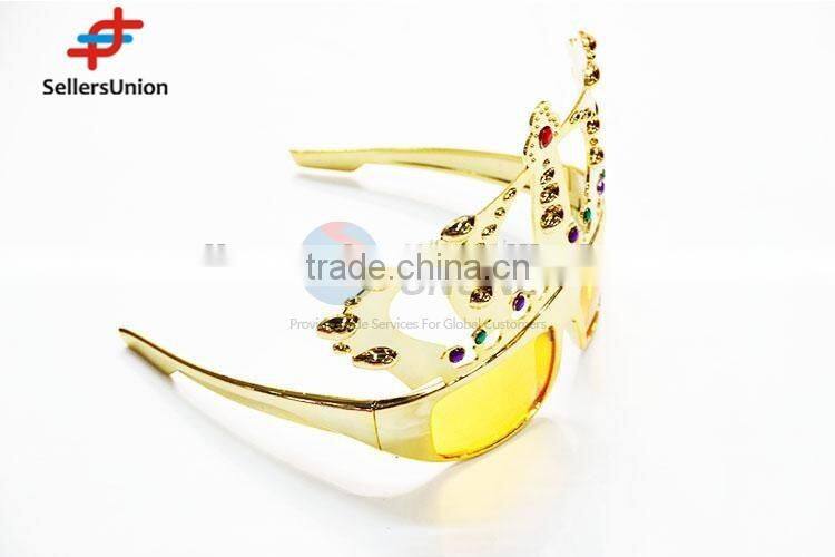 No.1 yiwu exporting commission agent wanted Very Cheap Golden Crown Design Sunglasses for Party Event