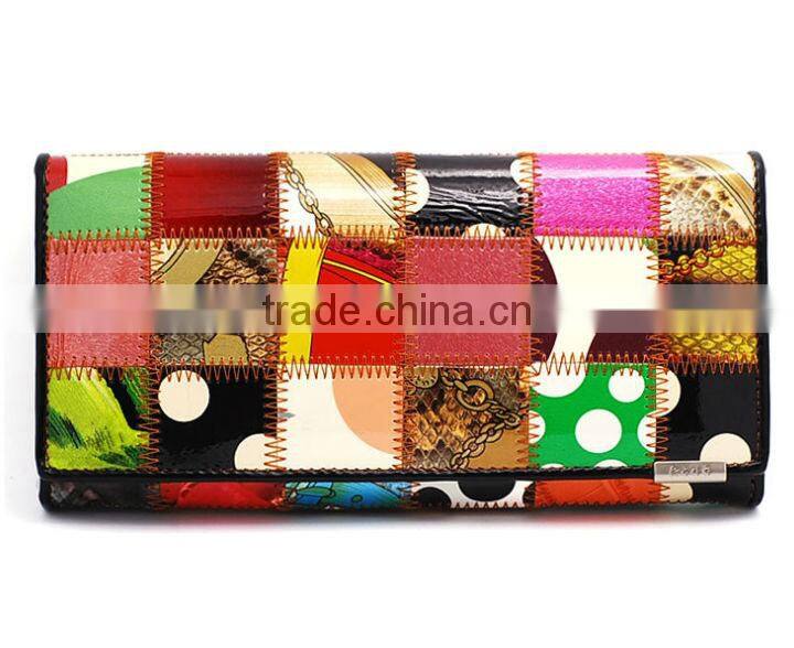 Hot! Women Lady 2014 Original Creative Colorful Patchwork Wallet (BHW003-1)